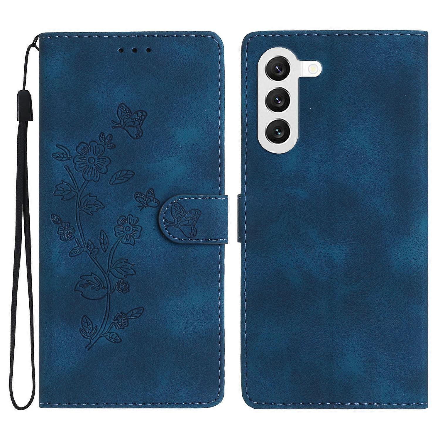 Flower Butterfly Embossing Pattern Leather Phone Case