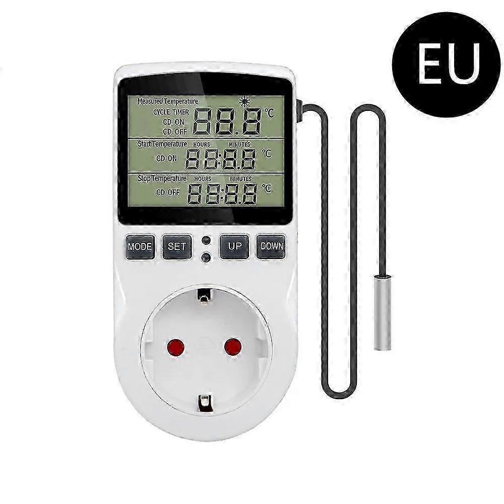 Temperature Controller with Sensor Probe for Heating Cooling EU Outlet