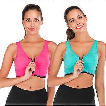 DODOING Women's Yoga Sports Bras Training Stretch Tank Top High Impact Padded Bra Front Zipper Closure