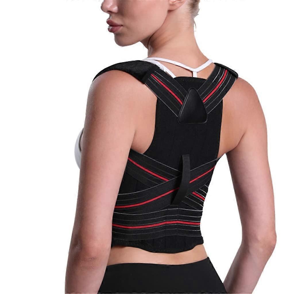 Posture Corrector Back Support Brace Adjustable Shoulder Spine Alignment Black Medium