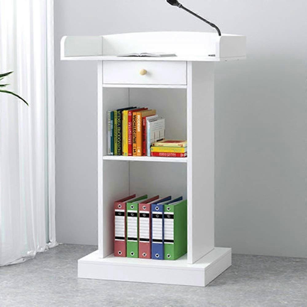 Standing Lectern Podium Stand for Presentations and Reception Hosting, White