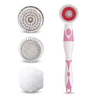 Electric Body Brush with 360° Rotating Head, Long Handle Spin Back Scrubber, IPX6 Waterproof, Pink