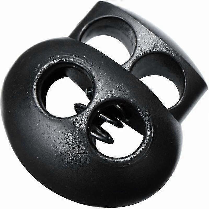 Starlight Spring Clips compatible with Drawstrings, Black Plastic Two-Hole Drawstring Ends Oval Toggle Stopper Ends 20 Pieces