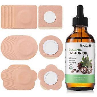 Rizinusöl-Set für den Bauchnabel mit 120 ml Bio-Rizinusöl und 30 auslaufsicheren Wattepads
