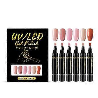 6pcs nail polish pen, 36 color nail polish gel pen 5ml, 3 in 1 gel nail polish pen, soaked UV LED nail polish nail tools for women