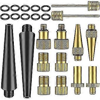 24pcs adaptador de bomba de bicicleta de latão, conjunto de adaptador de válvula de bicicleta, kit de inflador de bicicleta, adaptador de válvula de bicicleta dv av sv conversor de adaptador para pneu inflador de ar pum