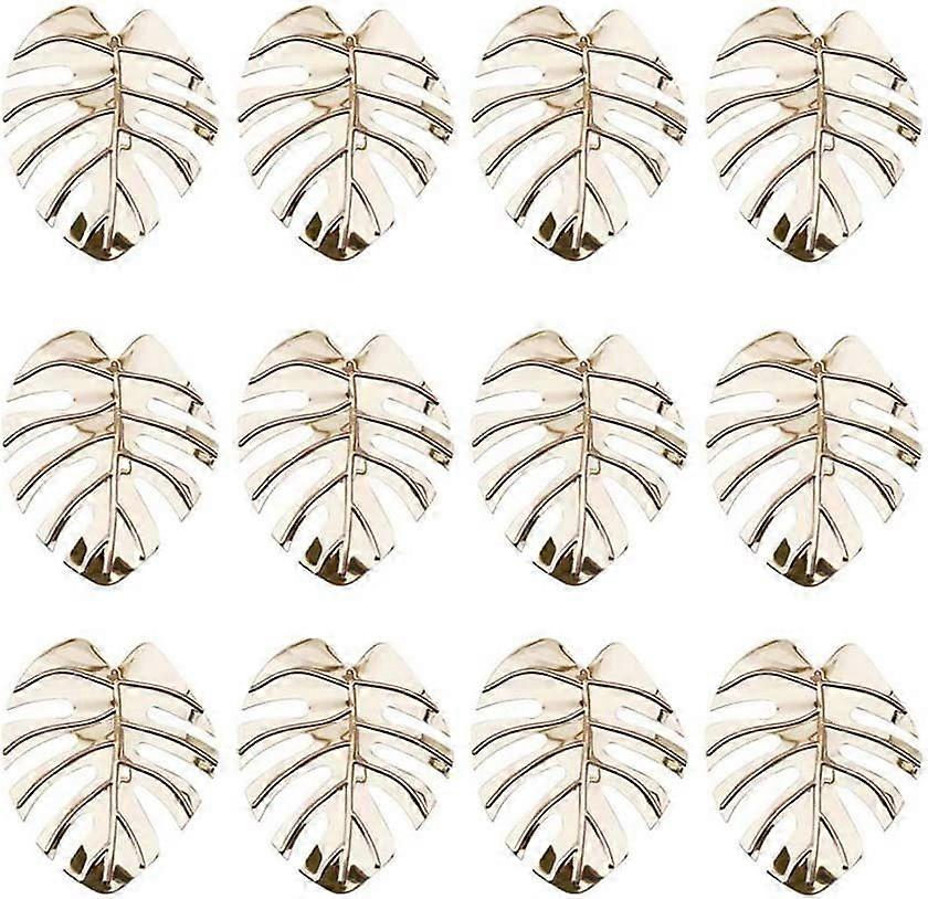 Turtle Leaf Serviette Rings,Table Decor Napkin Holder(12pcs Rose red)