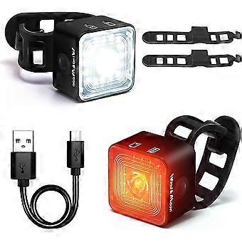 Bike Lights, Usb Rechargeable Front And Rear Lights With 5 Light Modes, Ip66 Waterproof / 120lm Brake Light / 2000m Warning Distance Bike Lights Set