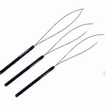 Th Hair Extension Loop Needle Threader Pulling Hook Bead Device Hair Extensions Kit voor Hair Styling Tools Accessoire (3 stuks, zwart)