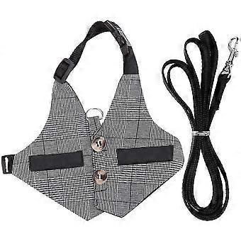 Konijnendrager en riemset, ademende zachte konijnendrager met gentleman stijl riem voor konijn kitten kleine dieren wandelen joggen (l)