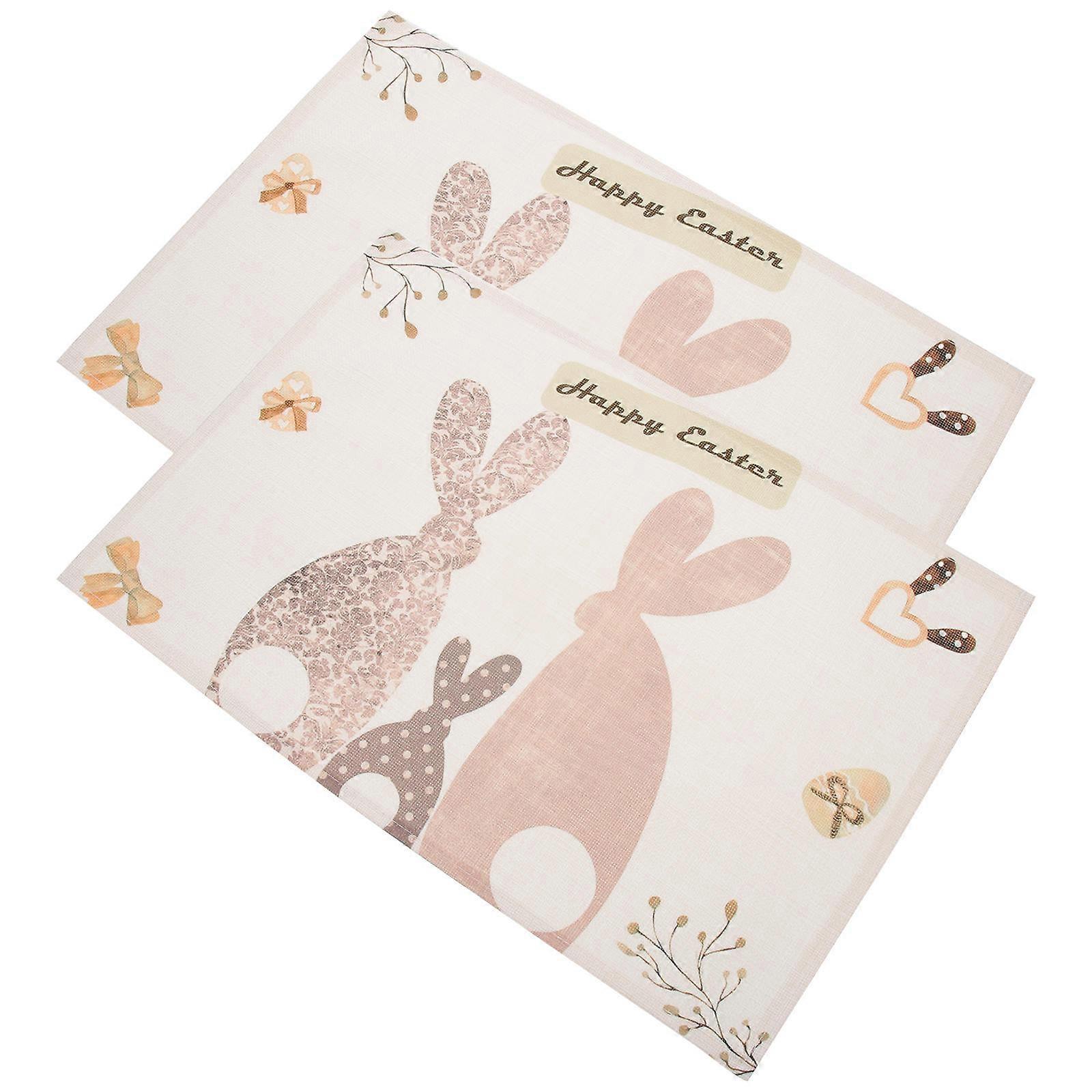 Waterproof Easter Placemats for Protection Use with Bunny Pattern 2Pcs