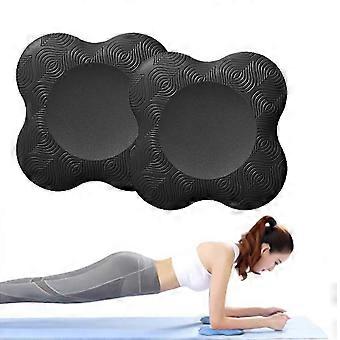 Non-Slip Yoga Knee Pad for Women - Portable PU Yoga Elbow Mat for Kneeling Support, Wrist & Hand Protection (Black) VI