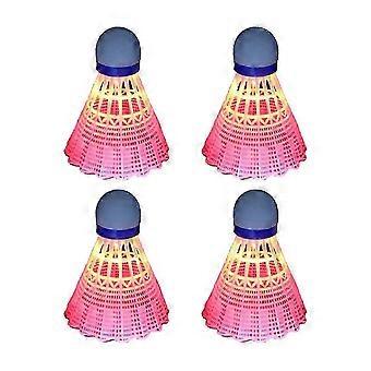 Set of 4 Luminous LED Badminton Shuttlecocks with Foamed Plastic Build - Light-Up for Practice or Play
