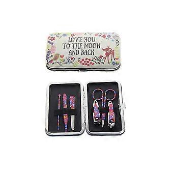 6 in 1 Flower Printed Professional Manicure Pedicure Set Women Girls Gift Nail Care Kit Include 1Pcs Scissor 2Pcs Nail Clippers
