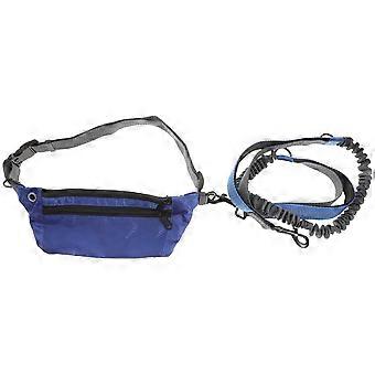 Guia para corrida de cães de estimação, para atividades com as mãos livres, conjunto com bolsa de cintura, preta.