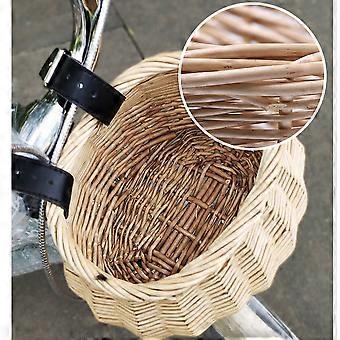 Woven Front Rattan Basket for Bike 1Pcs Durable Wood Color