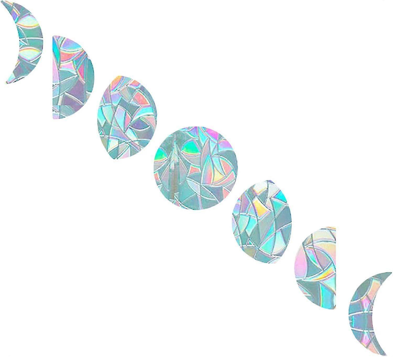 Moon Phase Prismatic Static Rainbow Anti-Collision Window Clings