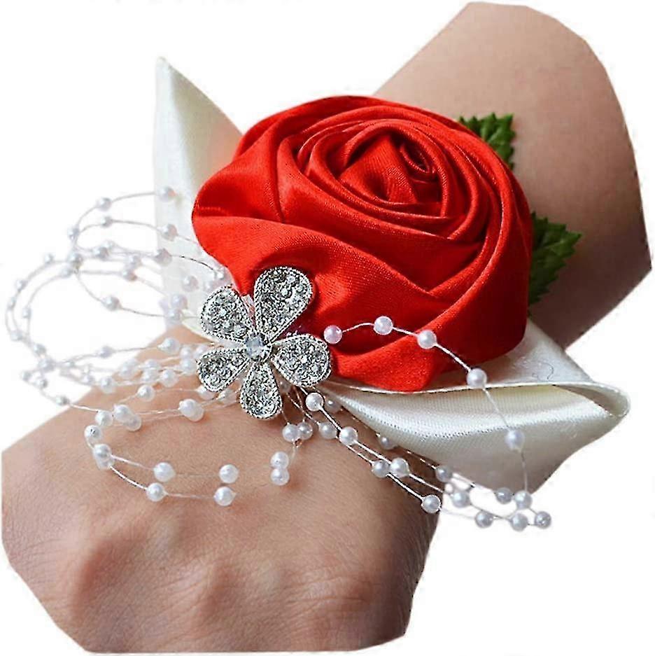 Red Artificial Flower Wristlet