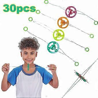 30 Pcs Pull Line Flywheel Spinner Toys Glow in the Dark Party Favours with Flashing Lights Pull Cord