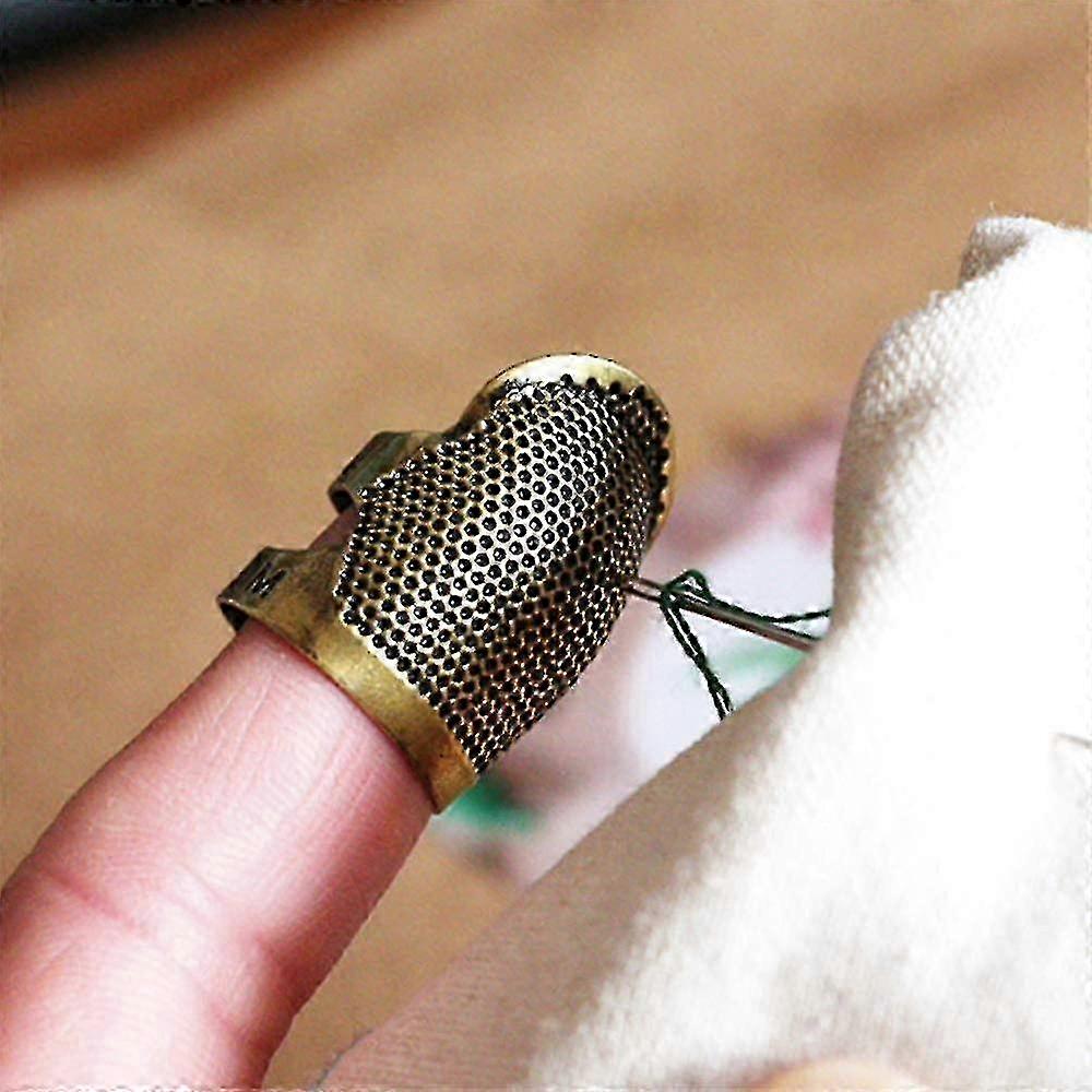 3 Pieces Adjustable Non-slip Copper Thimble Sewing Thimble Ring Sewing