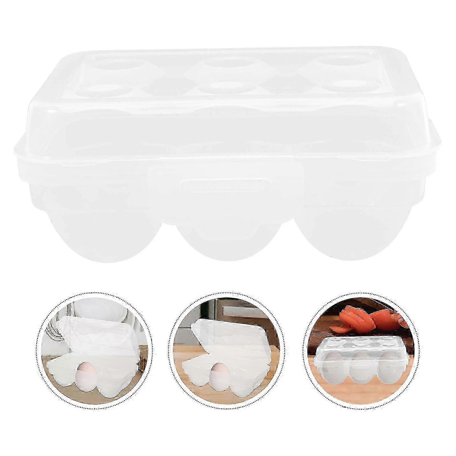 Portable Plastic Egg Container with Lid for Refrigerator 2 Pack