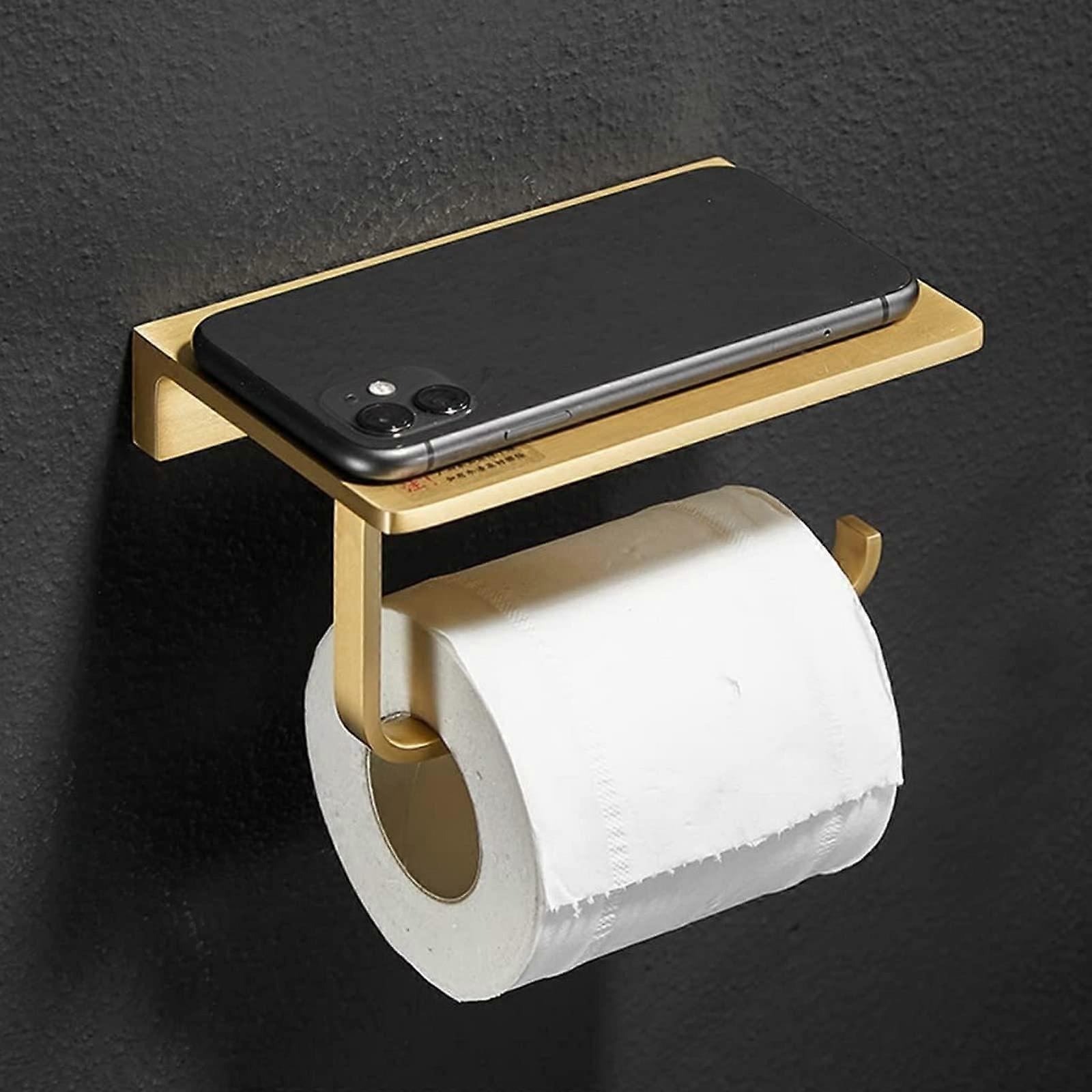 Bathroom Hardware Set Solid Brass Wall Mounted Towel Rack with Shelf, SpaceSaving Modern Design