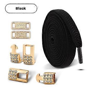 Cadarço com fivela de strass, sem amarração, elástico, para tênis, sem amarração, cadarço plano para acessórios de calçados.