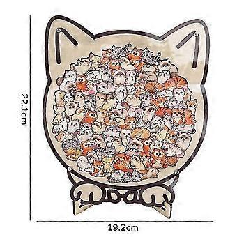 Cat Shaped Wooden Jigsaw Puzzle, Irregular Cat-Themed Pieces With Frame for Adults & Teens Casual Game & Brain Teaser JY