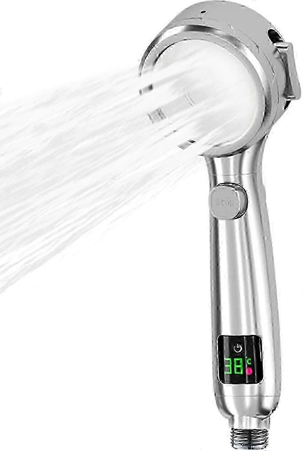 Shower Head Temperature Display,LED Temperature,High Pressure Hand Held,Water Saving with 4 Spray Setting