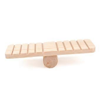 Hamster Wooden Seesaw Interactive Chew Toy Natural Wood Playground Accessory for Small Pets
