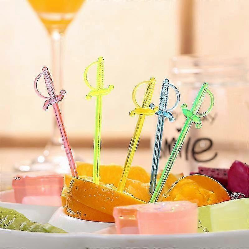 200pc Fruit Sword Picks PS Assorted Colours