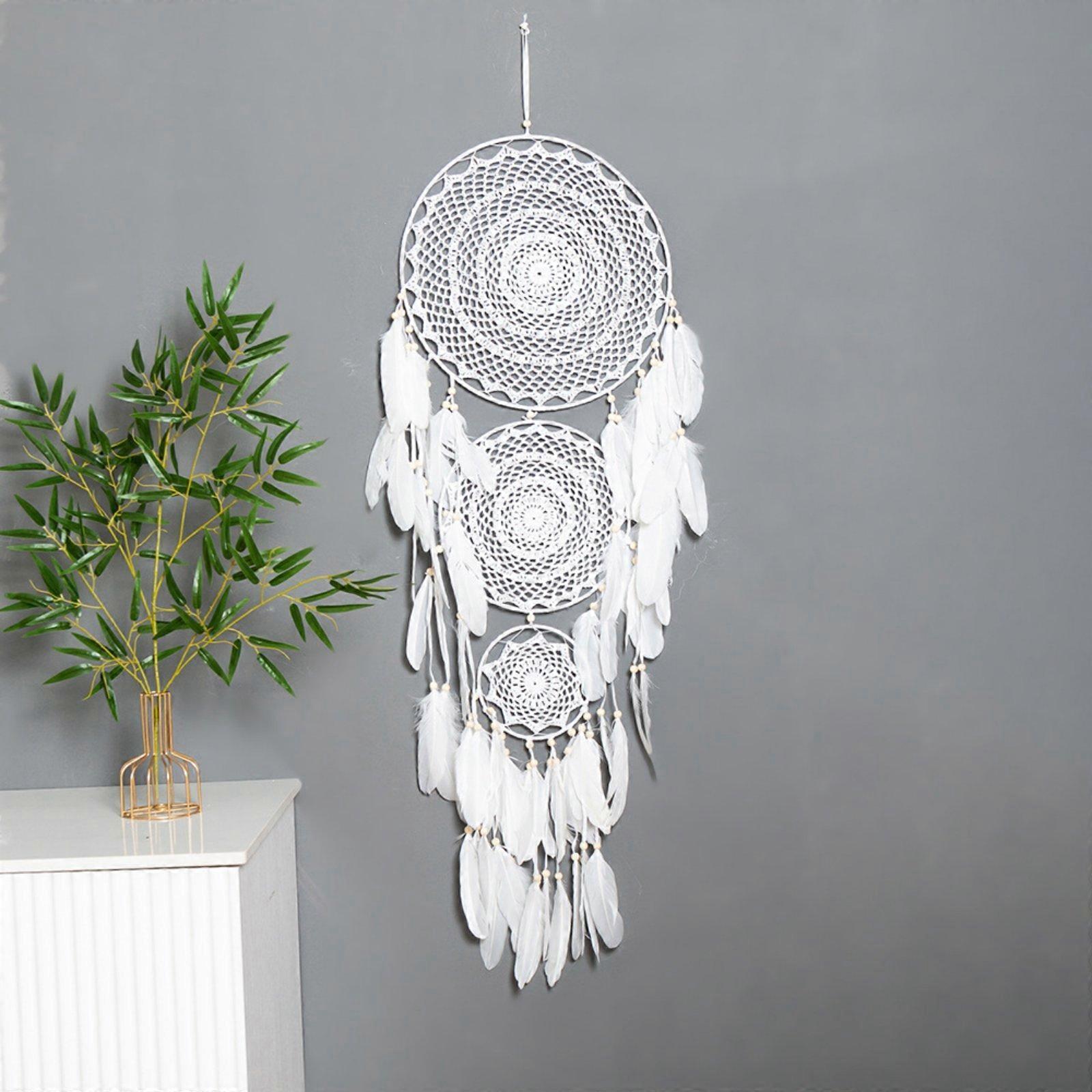 Boho Wall Decor Cascading Feathers Handmade White Accents for Wedding