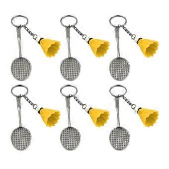 6Pcs Badminton Keyring Key Holder with Badminton and Racket Pendant for Children Birthday Party Supplies
