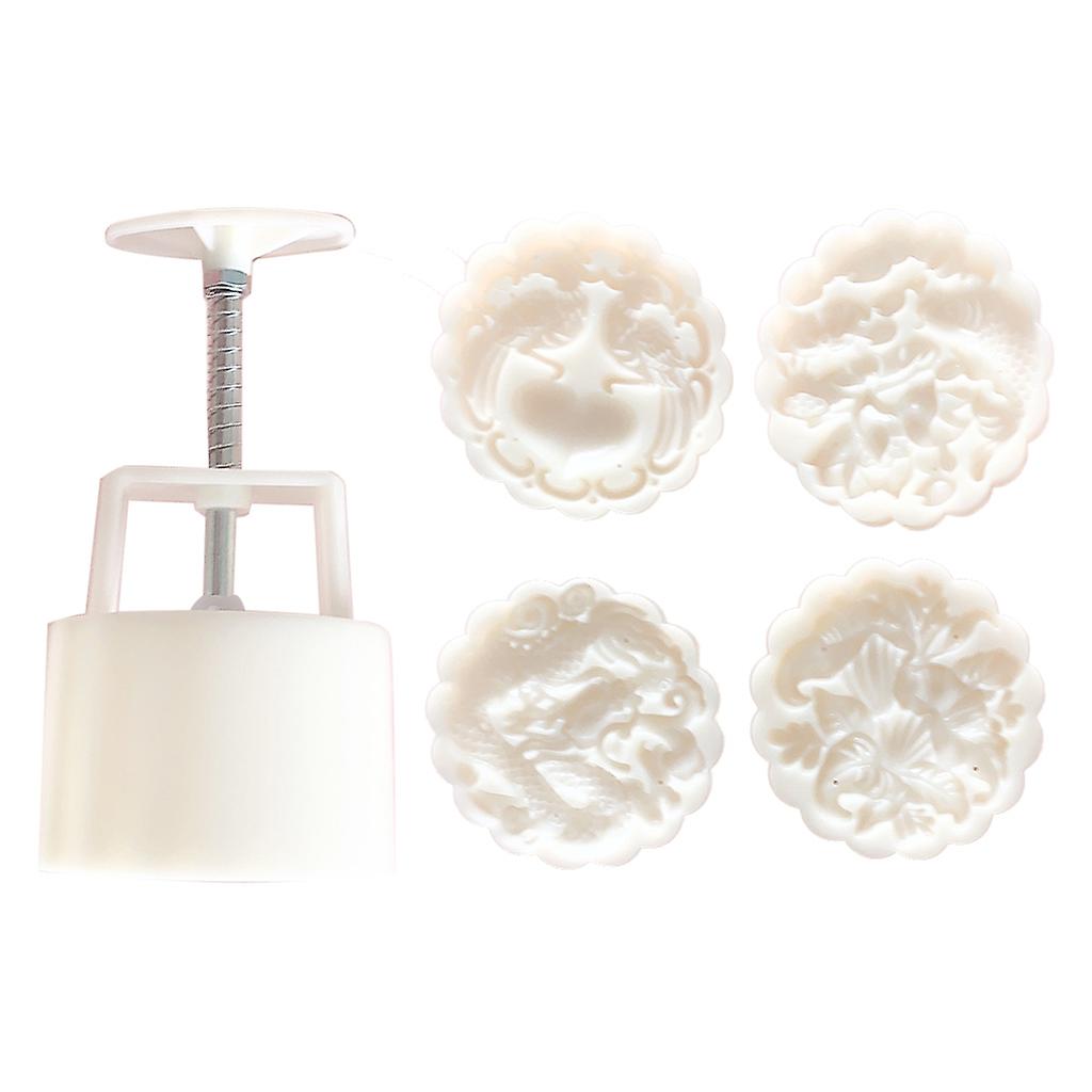 DIY 3D Mooncake Mold Set 150g Dragons Fish Patterns Plastic Moon Cake Mold