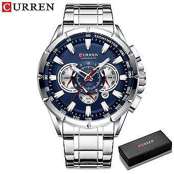 Curren Luxury Casual Mens Watches Quartz Sports Chronograph Wristwatch Male Stainless Steel Luminous Hands Clock