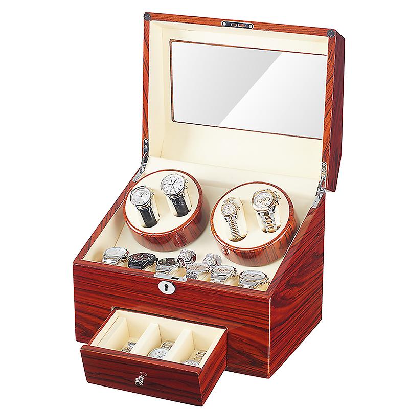 5 Modes Automatic 4 Watch Winder With Quiet Motor 9 Watch Storage Box