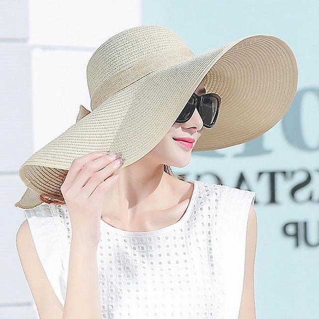 Femmes Été Pliable Large Brim Sun Straw Cap