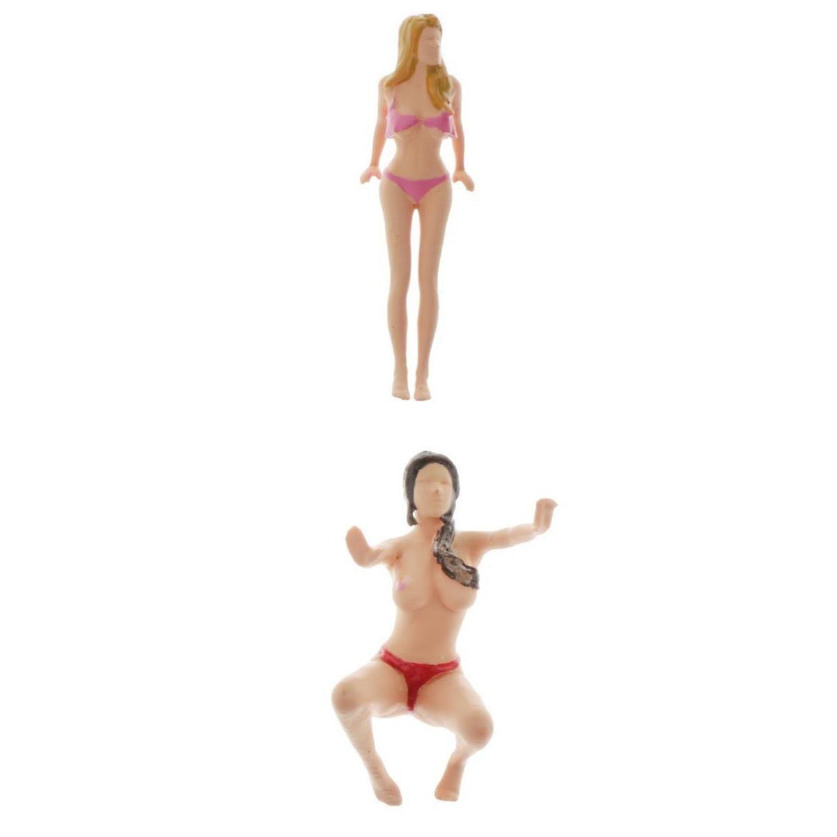 2 stk 1:64 Bikini Bilvask Figurer Scenario Leker E