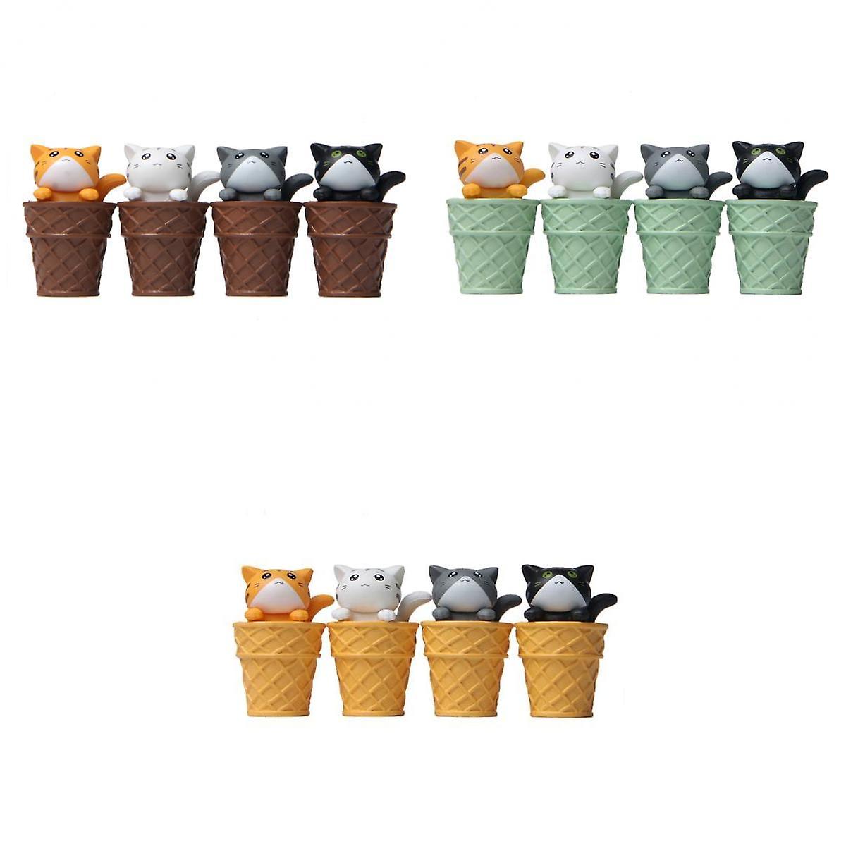 12x PVC Cat Figures Home Decor Educational Learning Toys Cake Toppers Model