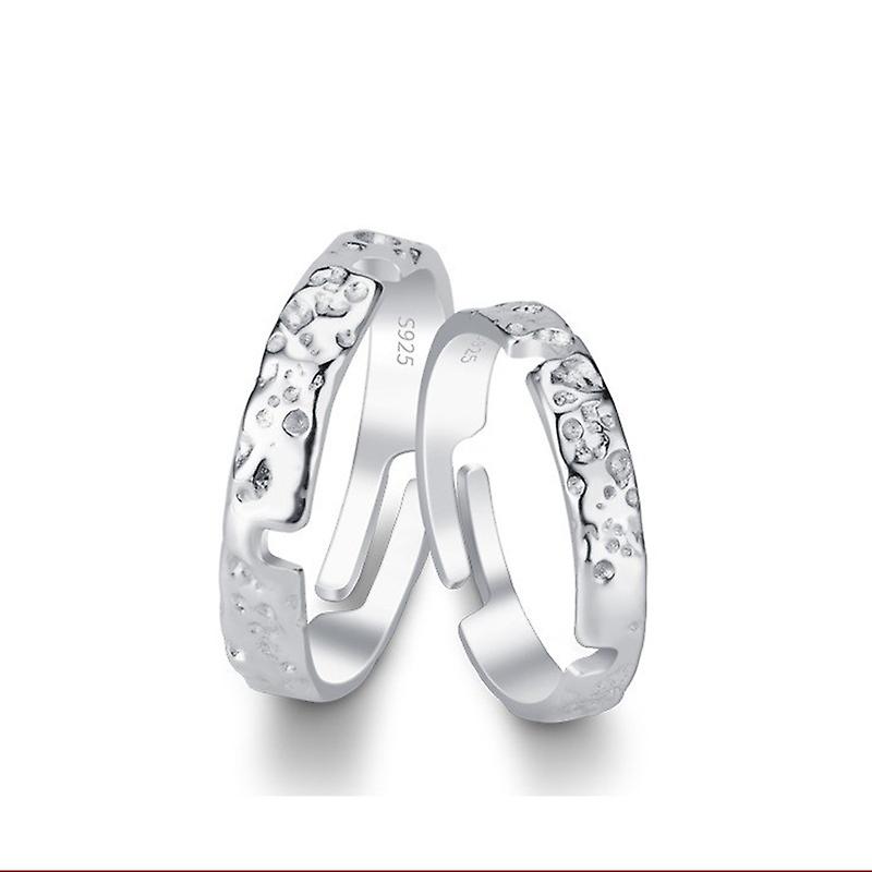 Bague de couple à motif météorite d’argent