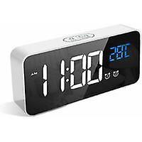 Digital Alarm Clock, Led Alarm Clock With Snooze Function, Usb Ports Charging (white)