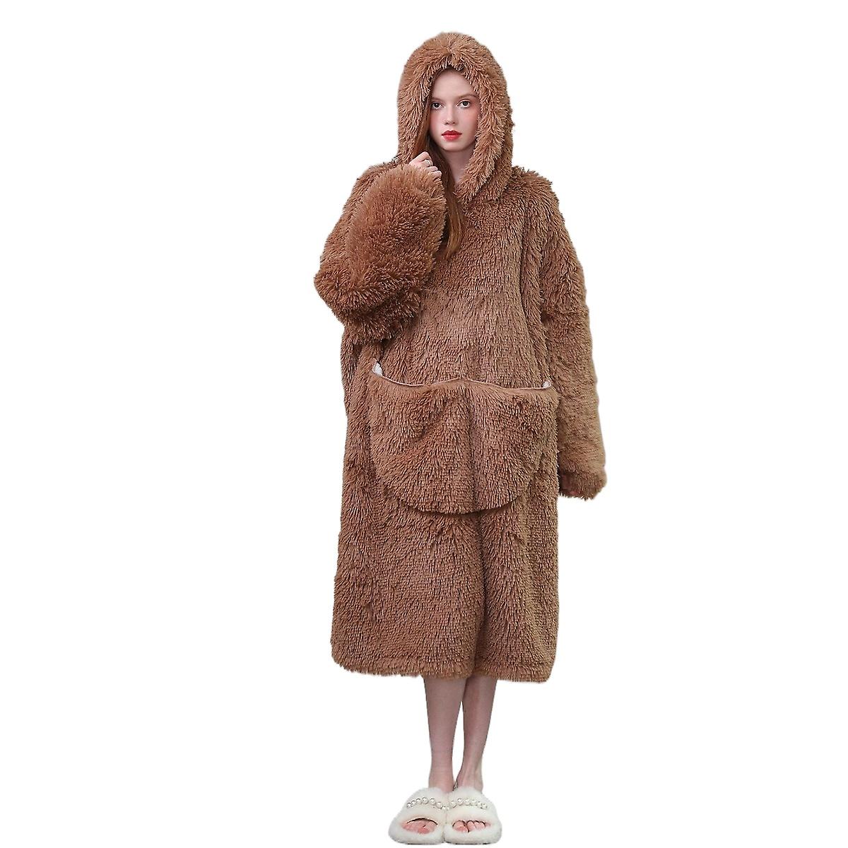 Pullover Hooded Plush Lazy Clothes Thickened Warm Home Clothes