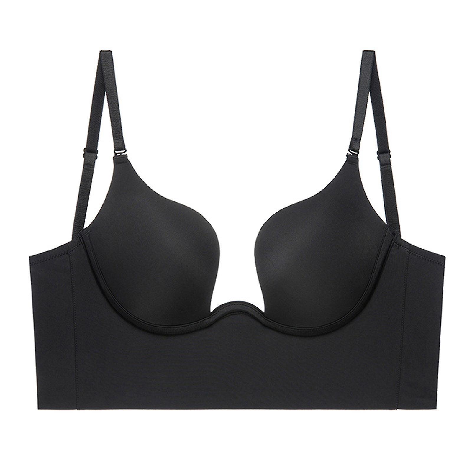 Deep V Plunge Push Up Full Lace Convertible Bra Add Two Cups