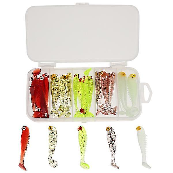 30pcs Geschmeidige Kunststoff Angelköder Lebhafte Köder für Zander Barsch Forelle mit Box (sortierte Farbe)