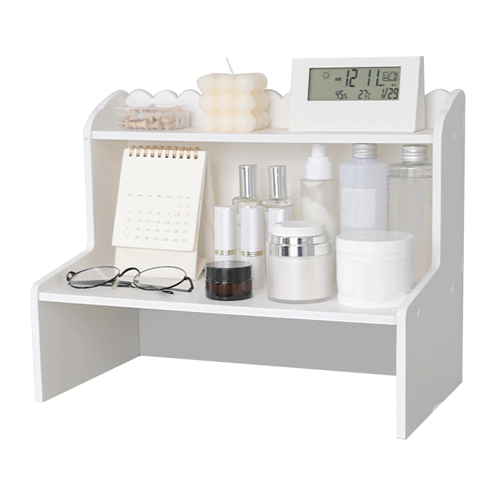 Desktop Wood Display Shelf Desk Multi Layer Storage Rack Mini Bookshelf Cosmetics Organizer