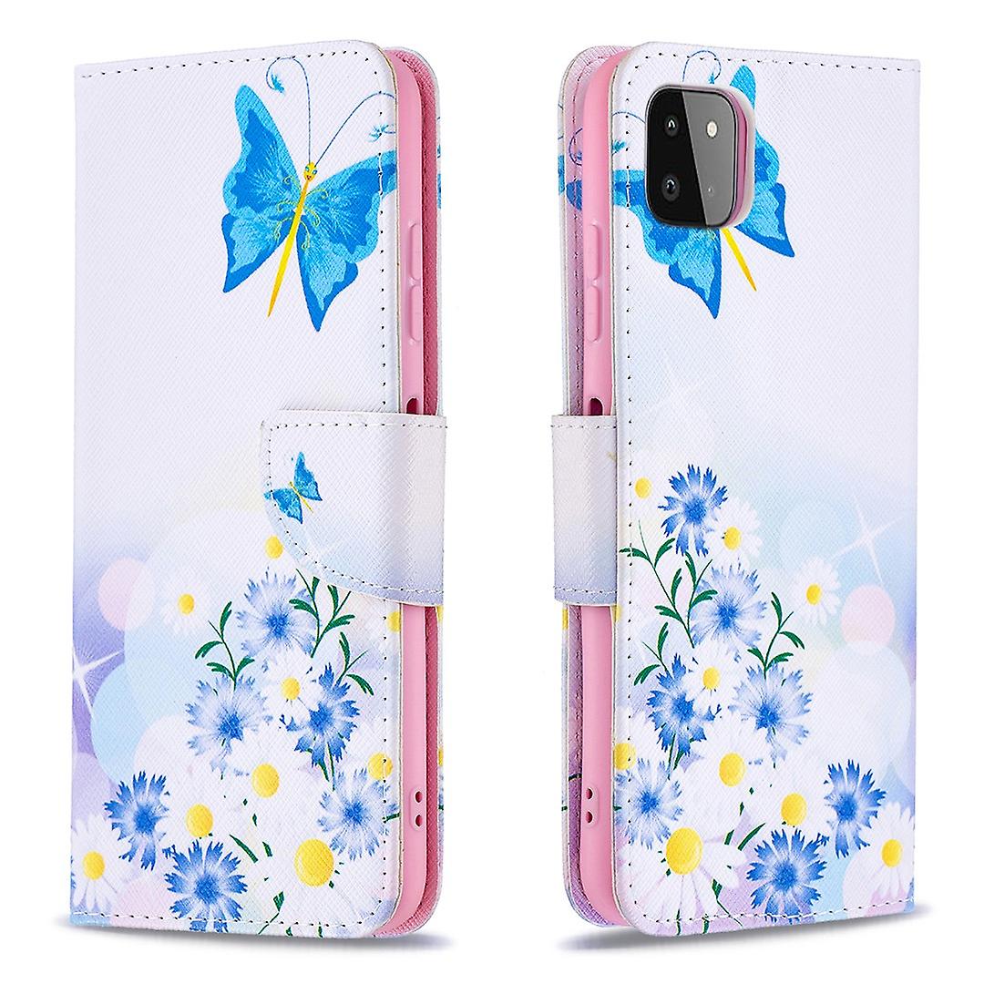 Pattern Printing Leather Stand Wallet Phone Case Shell for Samsung Galaxy A22 5G (EU Version) and