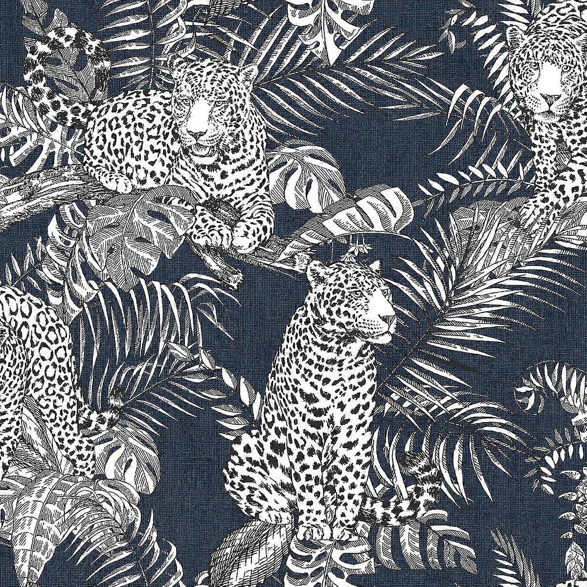 Mamboa Leopard Wallpaper Azul Muriva 173523