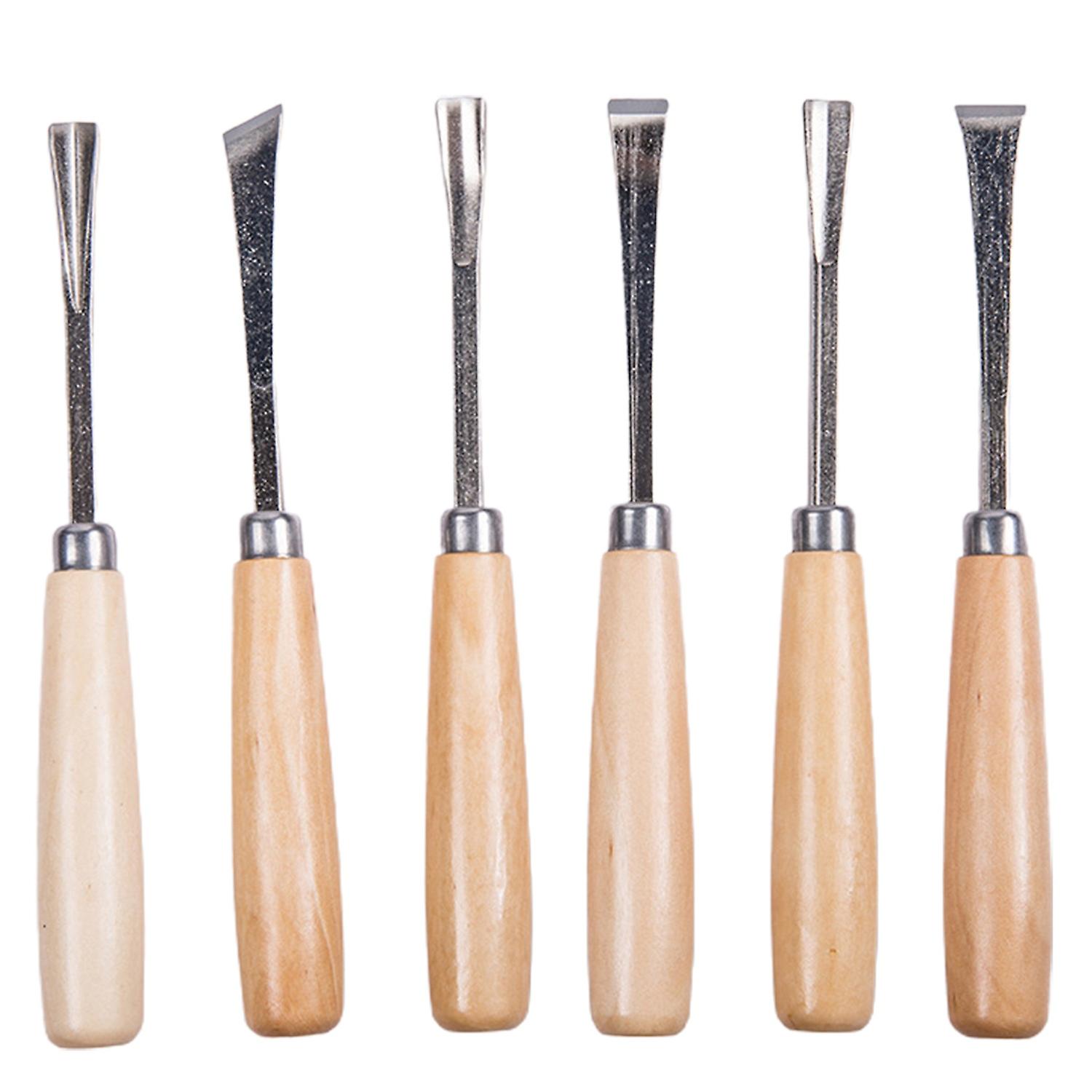 6Pcs Graving Chisels Rust-proof Anti-abrasion Stainless Steel Assorted Wood Graving Chisel Kit compa