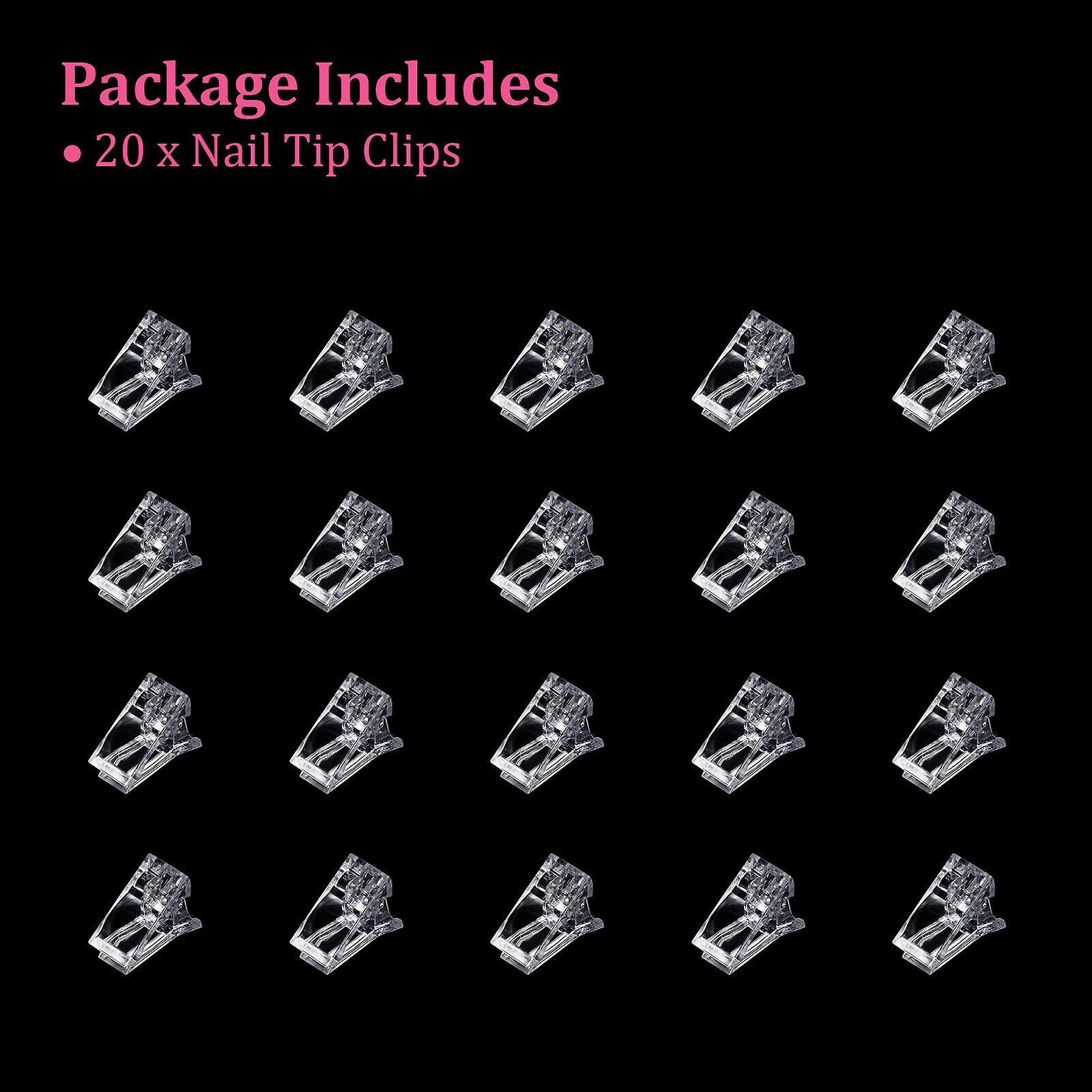 20pcs Nail Tips Clip Quick Building Poly Builder Gel DIY Extension Clamp Clips