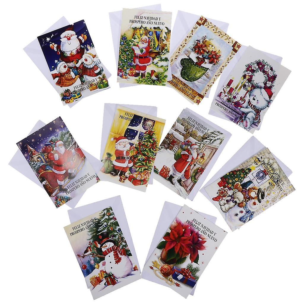 10 Sets Assorted Christmas Invitation Greeting Card with Envelope Xmas Favor